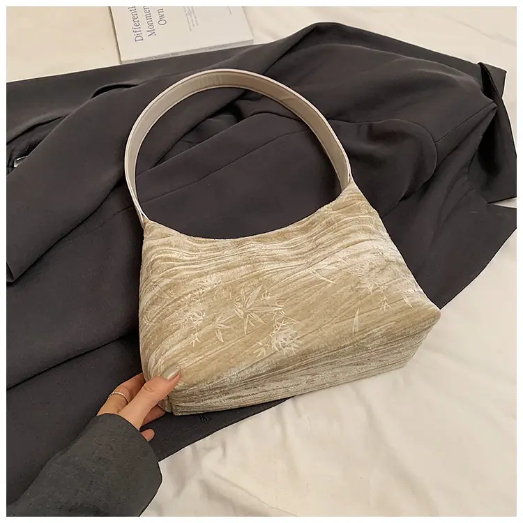 Pink Bamboo Leaf Pattern Shoulder Bag for Women — feature 22