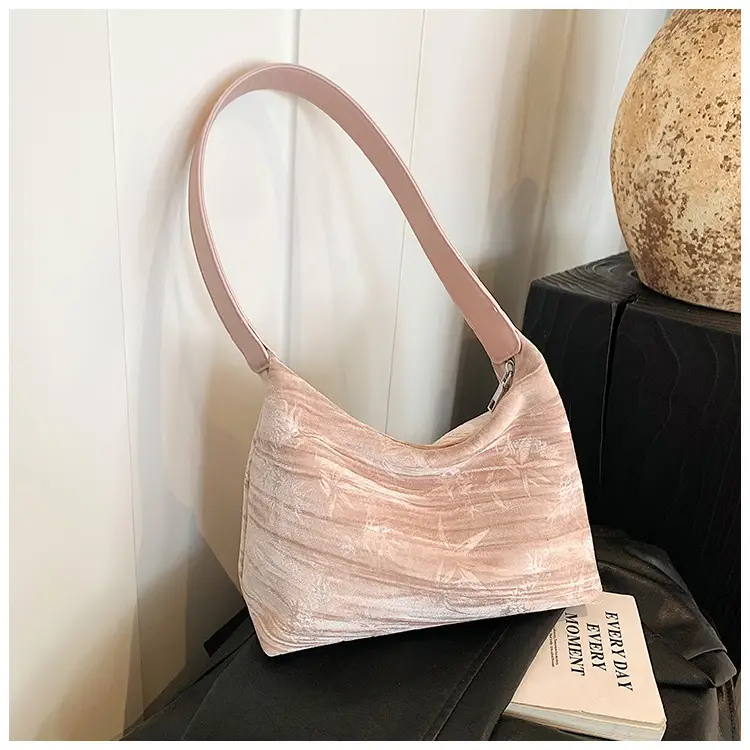 Pink Bamboo Leaf Pattern Shoulder Bag for Women — feature 24