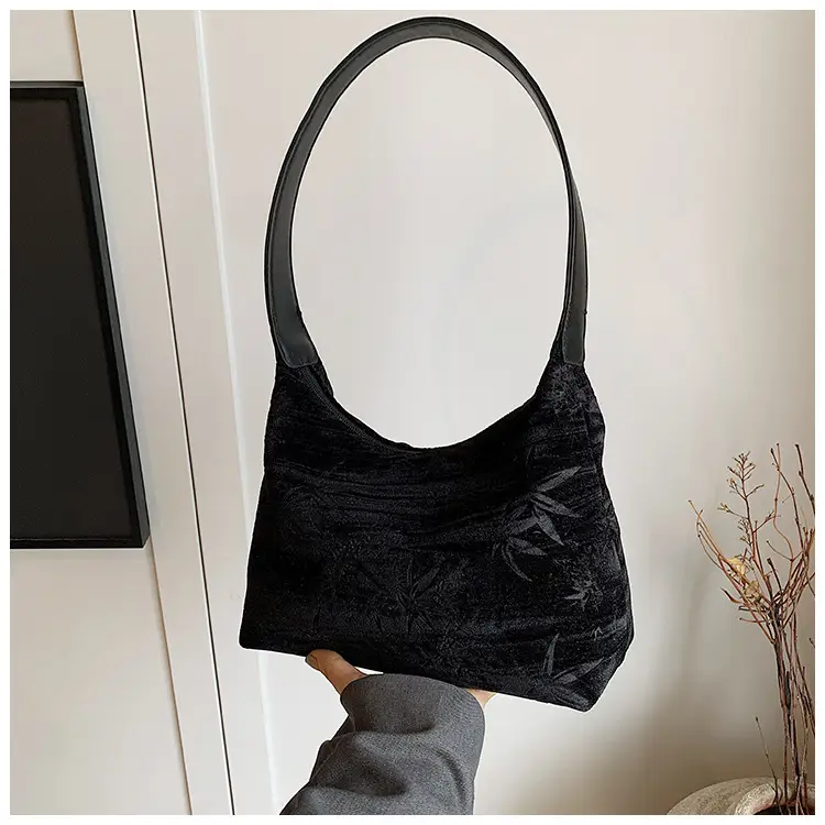 Pink Bamboo Leaf Pattern Shoulder Bag for Women — feature 27