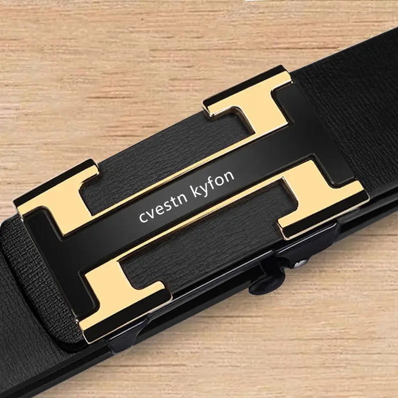 Men's Genuine Leather Belt Toothless Automatic Buckle British Style