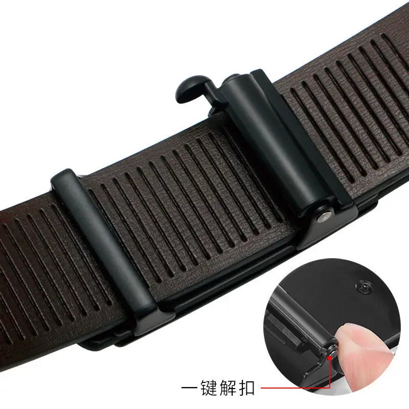 Men's Genuine Leather Belt Toothless Automatic Buckle British Style