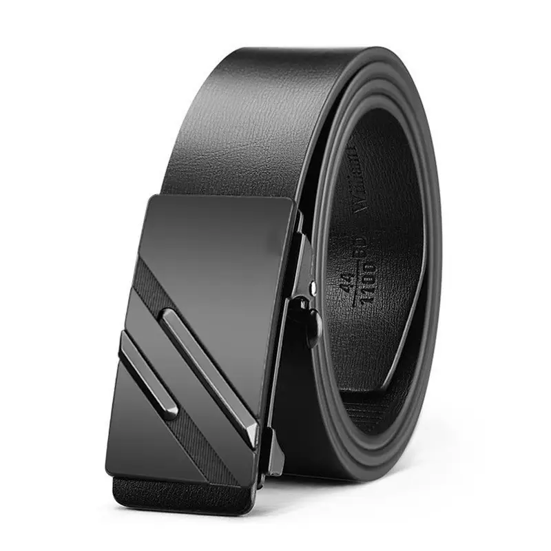 Men's Genuine Leather Belt Toothless Automatic Buckle British Style