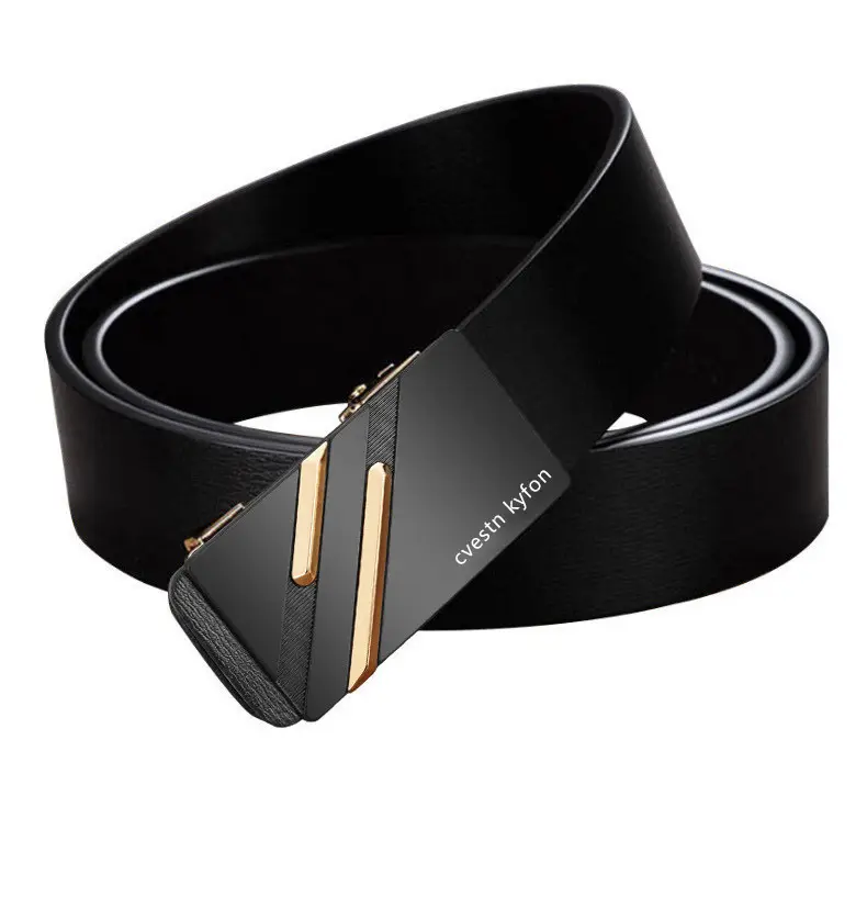 Men's Genuine Leather Belt Toothless Automatic Buckle British Style — feature 12