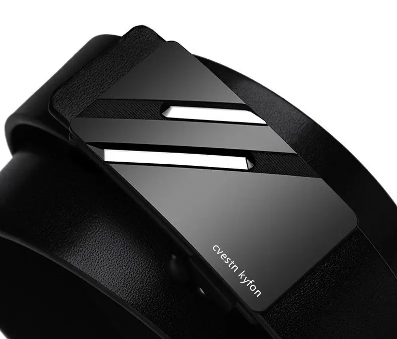Men's Genuine Leather Belt Toothless Automatic Buckle British Style — feature 14