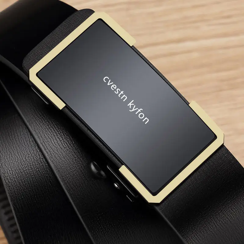 Men's Genuine Leather Belt Toothless Automatic Buckle British Style