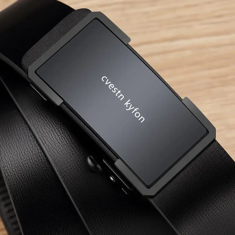 Men's Genuine Leather Belt Toothless Automatic Buckle British Style
