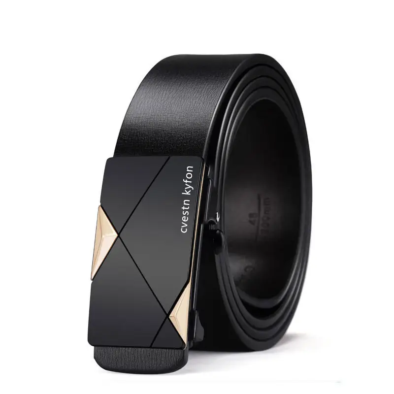 Men's Genuine Leather Belt Toothless Automatic Buckle British Style