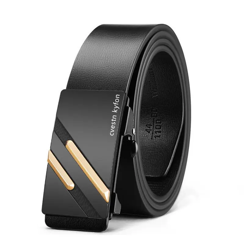 Men's Genuine Leather Belt Toothless Automatic Buckle British Style