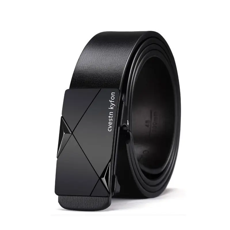Men's Genuine Leather Belt Toothless Automatic Buckle British Style