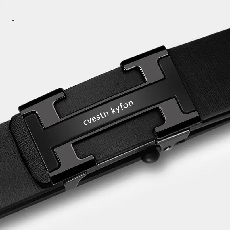 Men's Genuine Leather Belt Toothless Automatic Buckle British Style