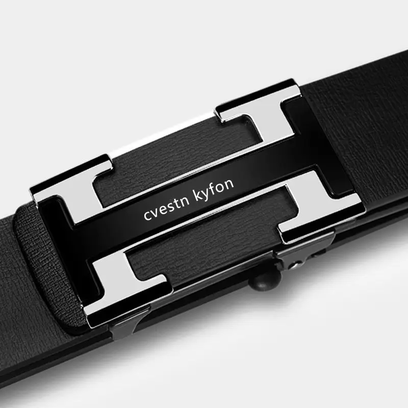 Men's Genuine Leather Belt Toothless Automatic Buckle British Style