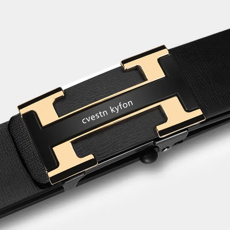 Men's Genuine Leather Belt Toothless Automatic Buckle British Style