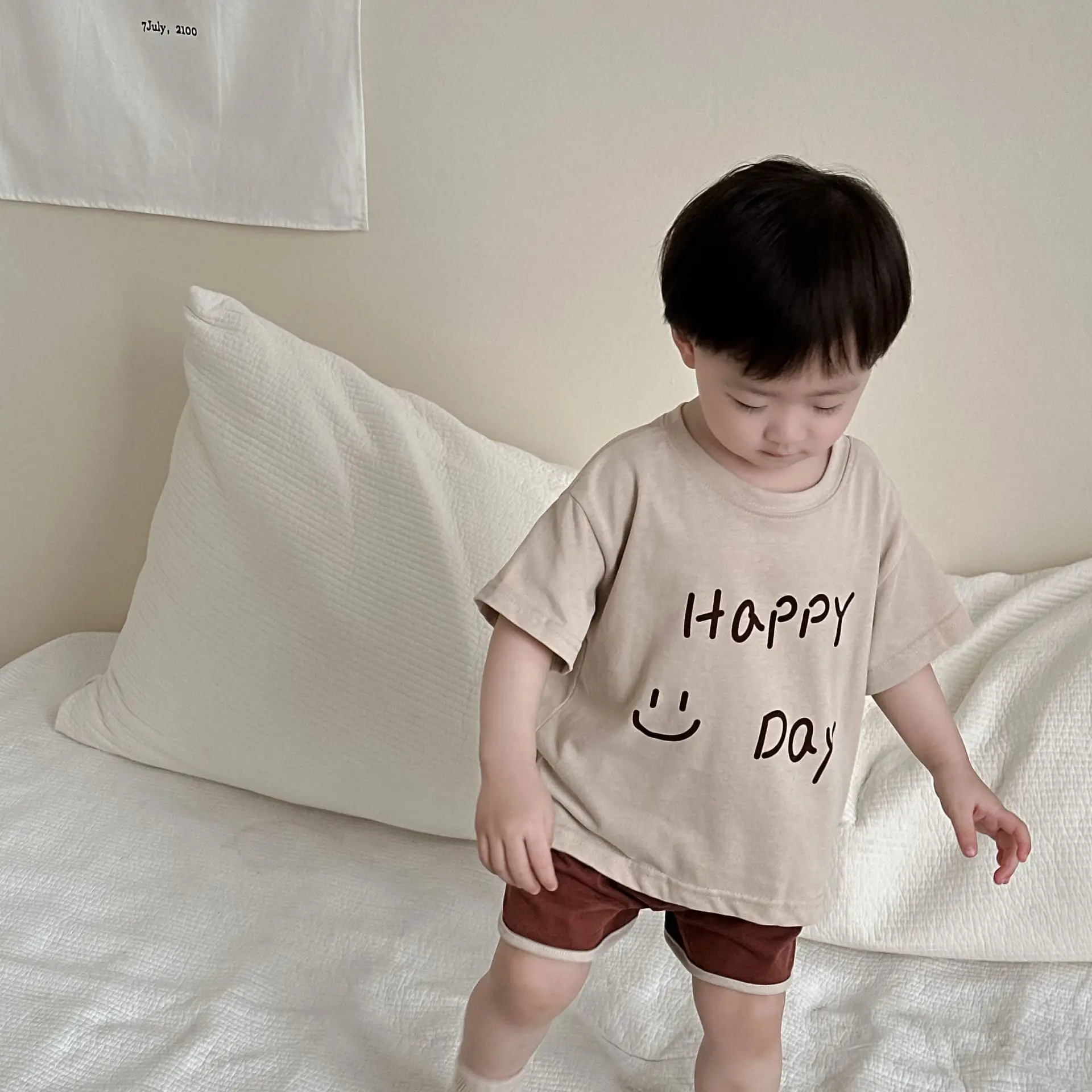 Kids 2Pc Summer T-Shirt Shorts Set Happy Day Design — feature 2