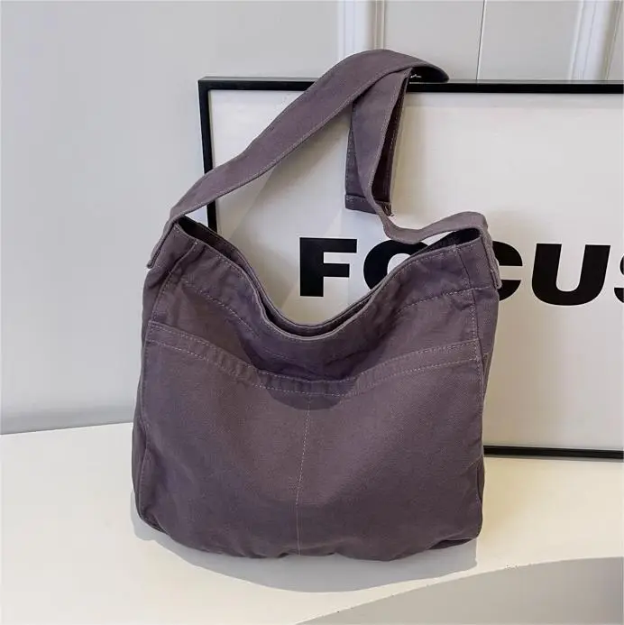 Large Capacity Canvas Shoulder Bag for Women Olive Green - Image 8