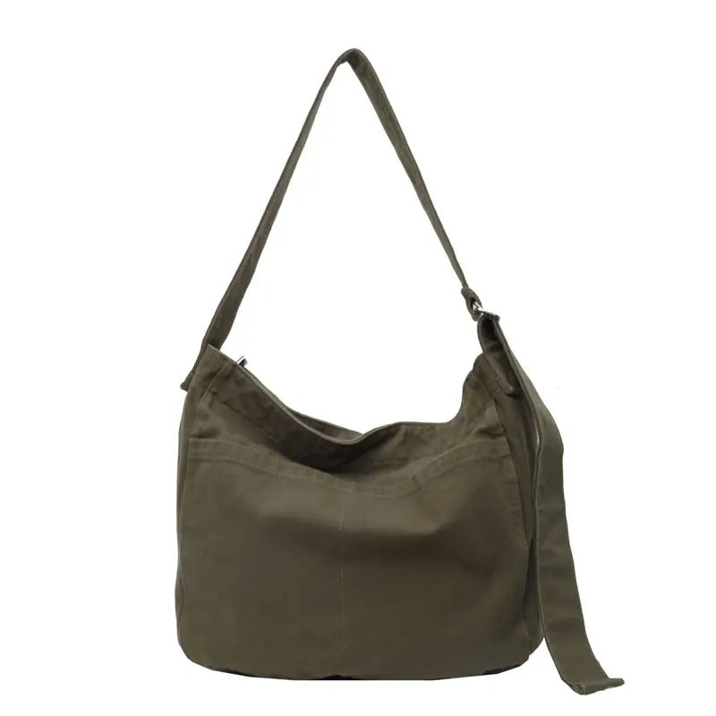 Large Capacity Canvas Shoulder Bag for Women Olive Green - Image 10