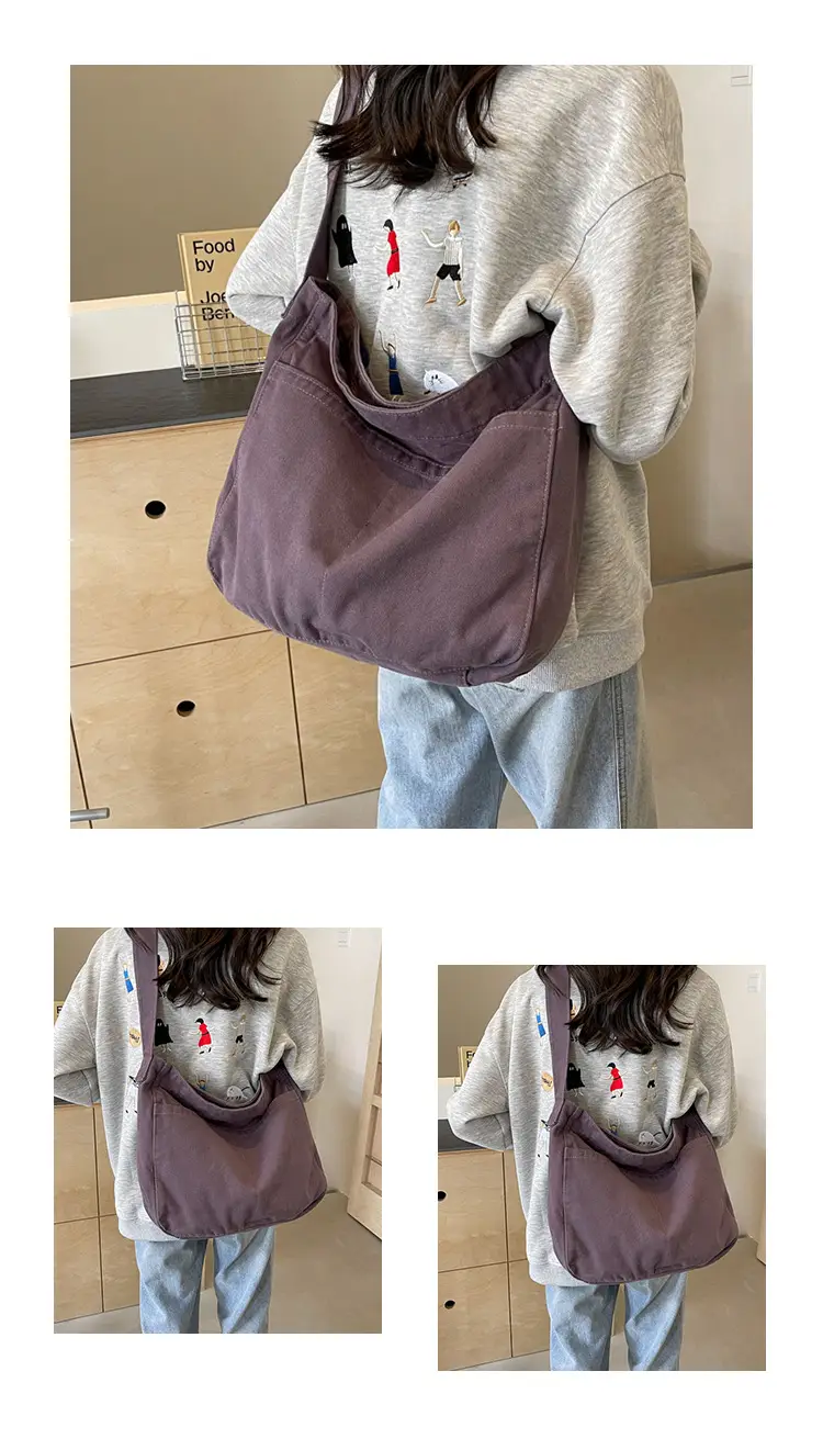 Large Capacity Canvas Shoulder Bag for Women Olive Green — feature 12
