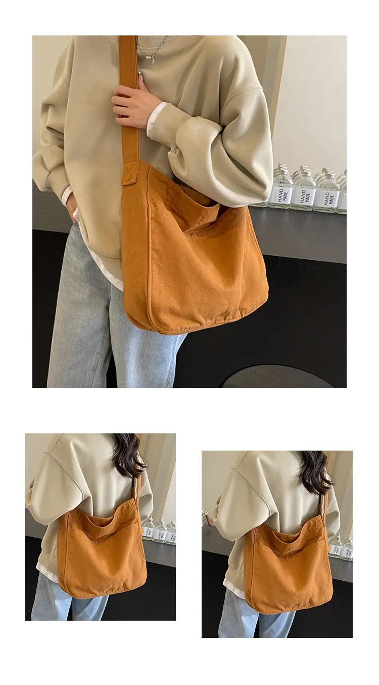 Large Capacity Canvas Shoulder Bag for Women Olive Green — feature 13
