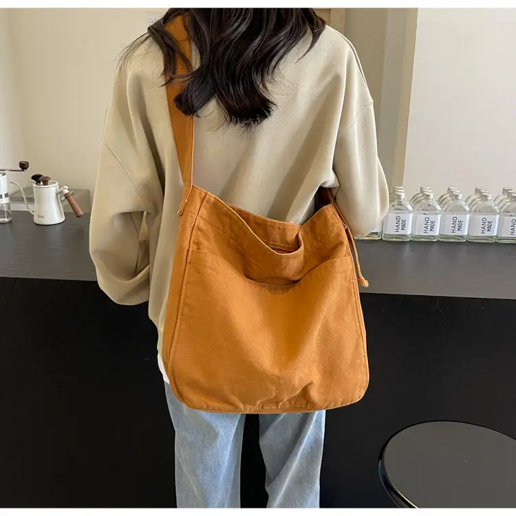 Large Capacity Canvas Shoulder Bag for Women Olive Green — feature 23
