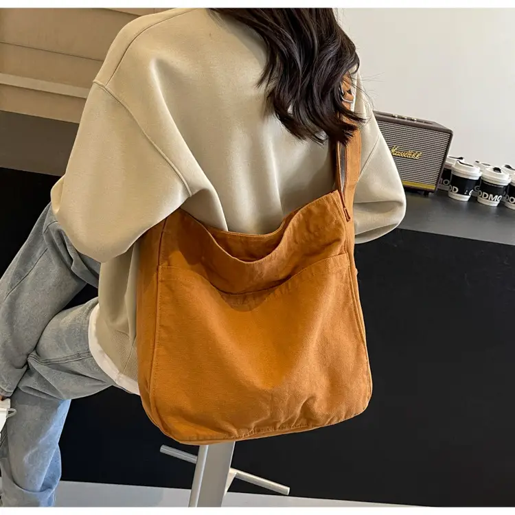 Large Capacity Canvas Shoulder Bag for Women Olive Green — feature 24