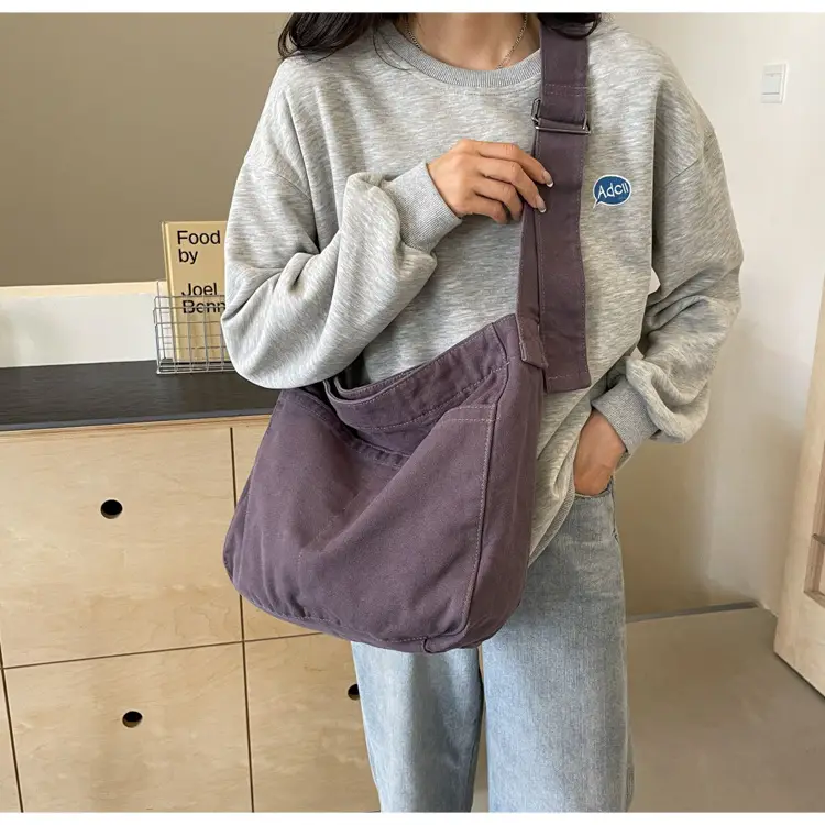 Large Capacity Canvas Shoulder Bag for Women Olive Green — feature 25