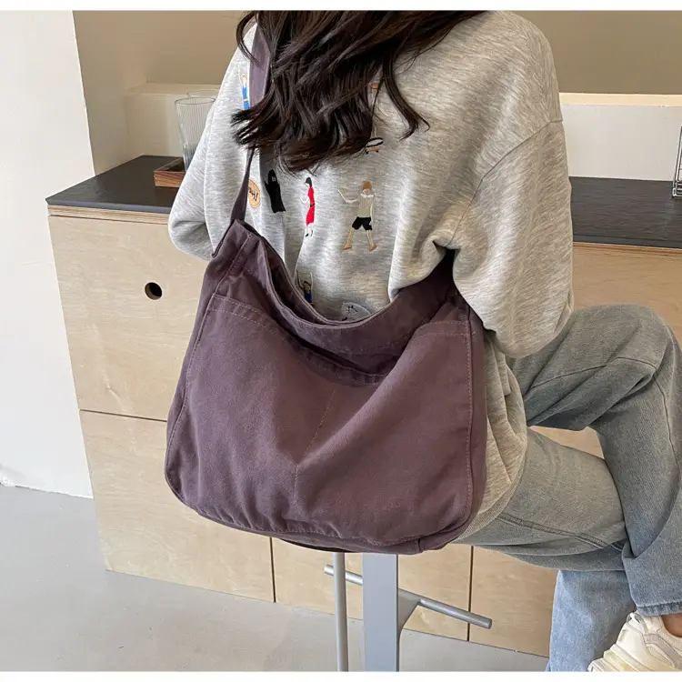 Large Capacity Canvas Shoulder Bag for Women Olive Green — feature 26