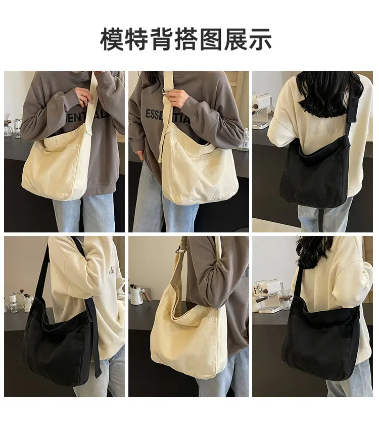 Large Capacity Canvas Shoulder Bag for Women Olive Green — feature 9