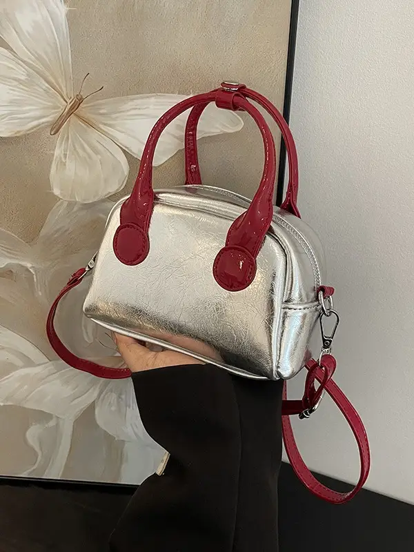2024 Silver Red Shell Bowling Bag for Women - Image 3