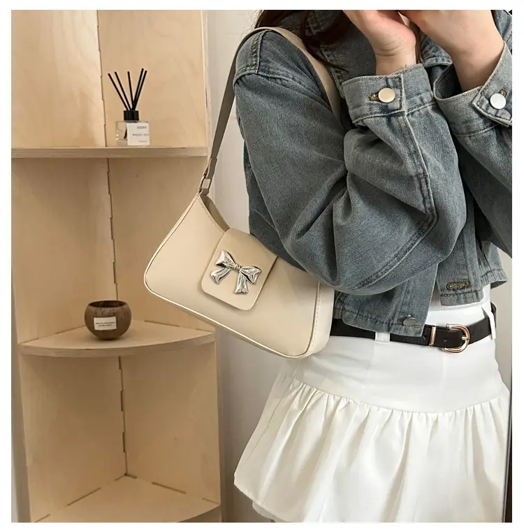 Women's Butterfly Bow Shoulder Bag Beige 2024 — feature 10