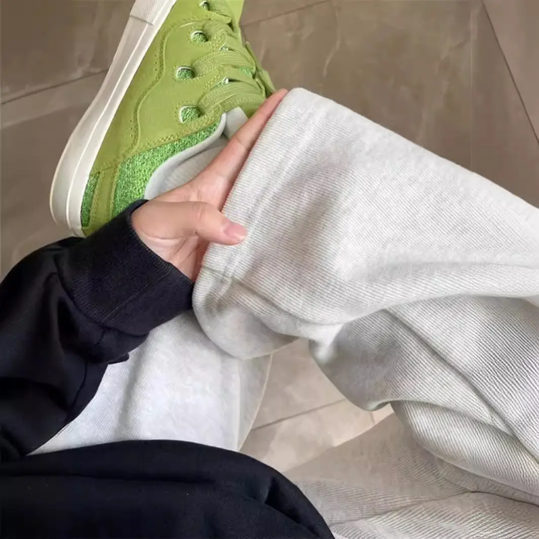 Men's Grey Sweatpants with Green Sneakers - Image 3