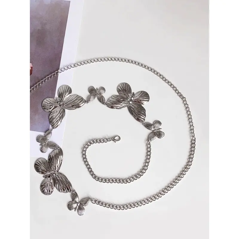 Silver Butterfly Waist Chain Belt for Women