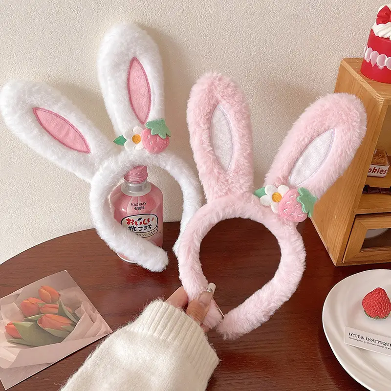 Pink Strawberry Flower Rabbit Ear Headband for Women - Image 5