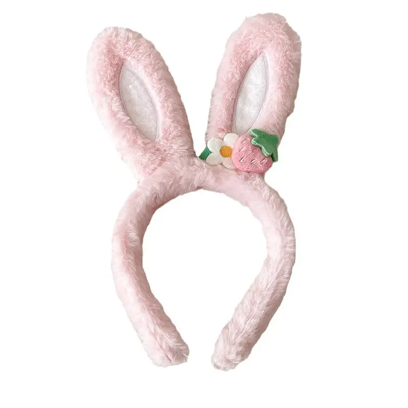 Pink Strawberry Flower Rabbit Ear Headband for Women - Image 7