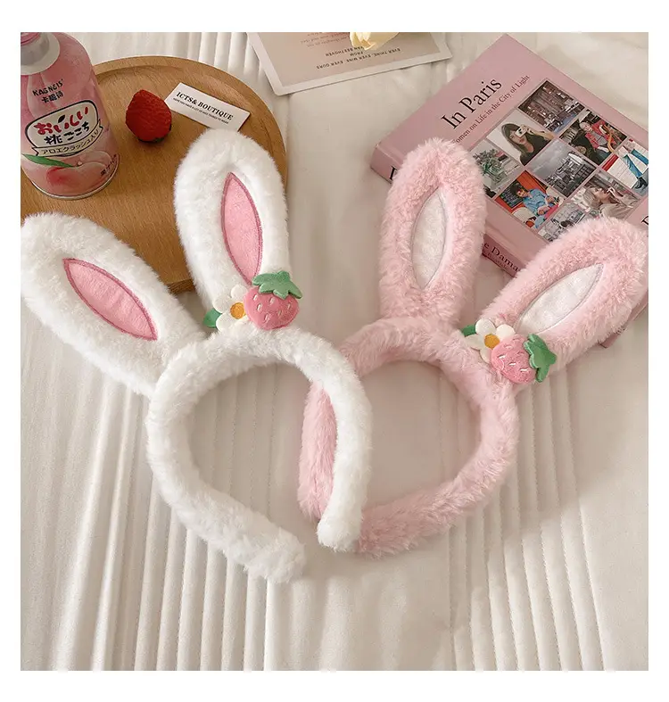 Pink Strawberry Flower Rabbit Ear Headband for Women — feature 10