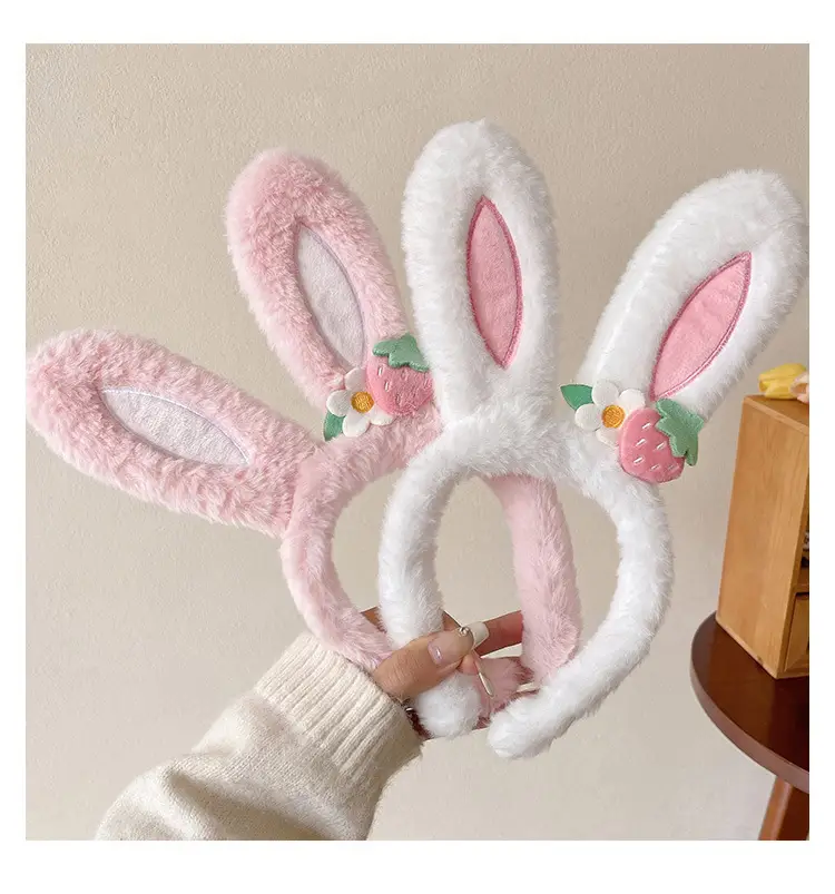 Pink Strawberry Flower Rabbit Ear Headband for Women — feature 11