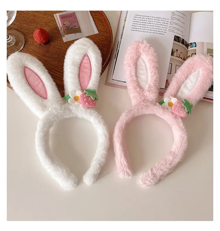 Pink Strawberry Flower Rabbit Ear Headband for Women — feature 7