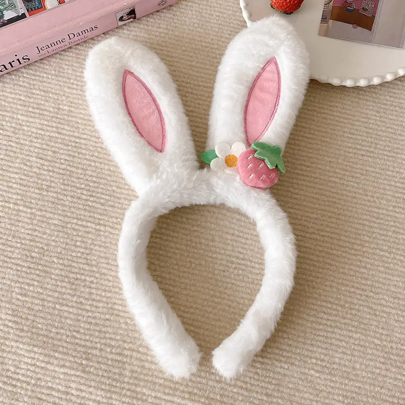 Pink Strawberry Flower Rabbit Ear Headband for Women - Image 2