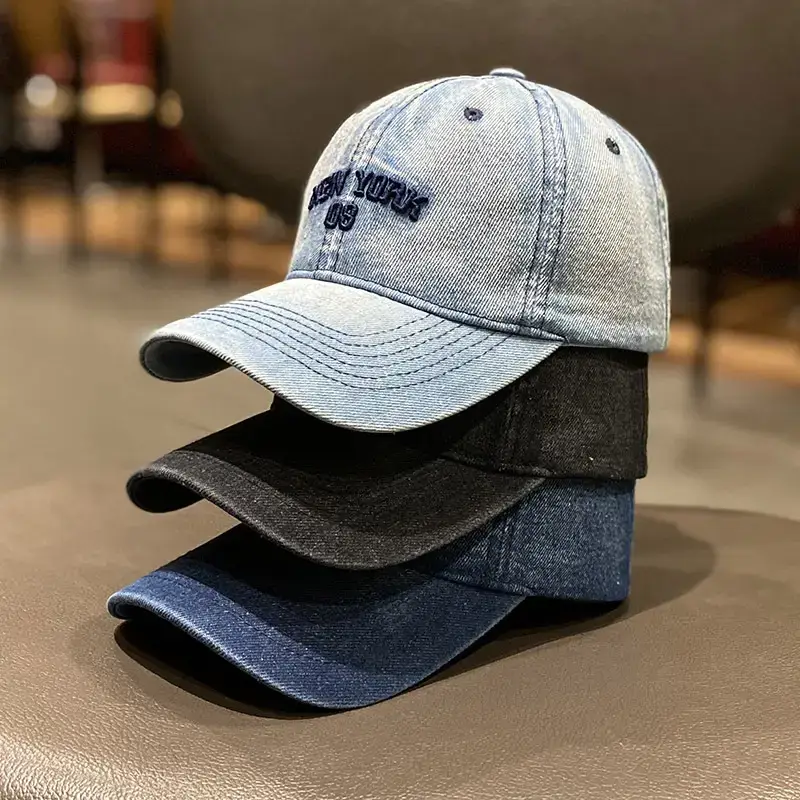 Women Blue New York 08 Washed Denim Cap - Image 7