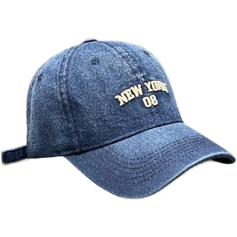 Women Blue New York 08 Washed Denim Cap - Image 8