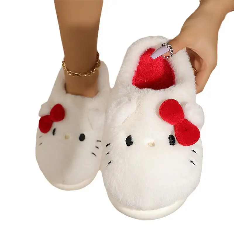 Cartoon Kitty Cotton Slippers 2024 New Thickened Autumn and Winter Indoor Non-Slip Home Shoes Warm Ladies Plush Slippers - Image 9