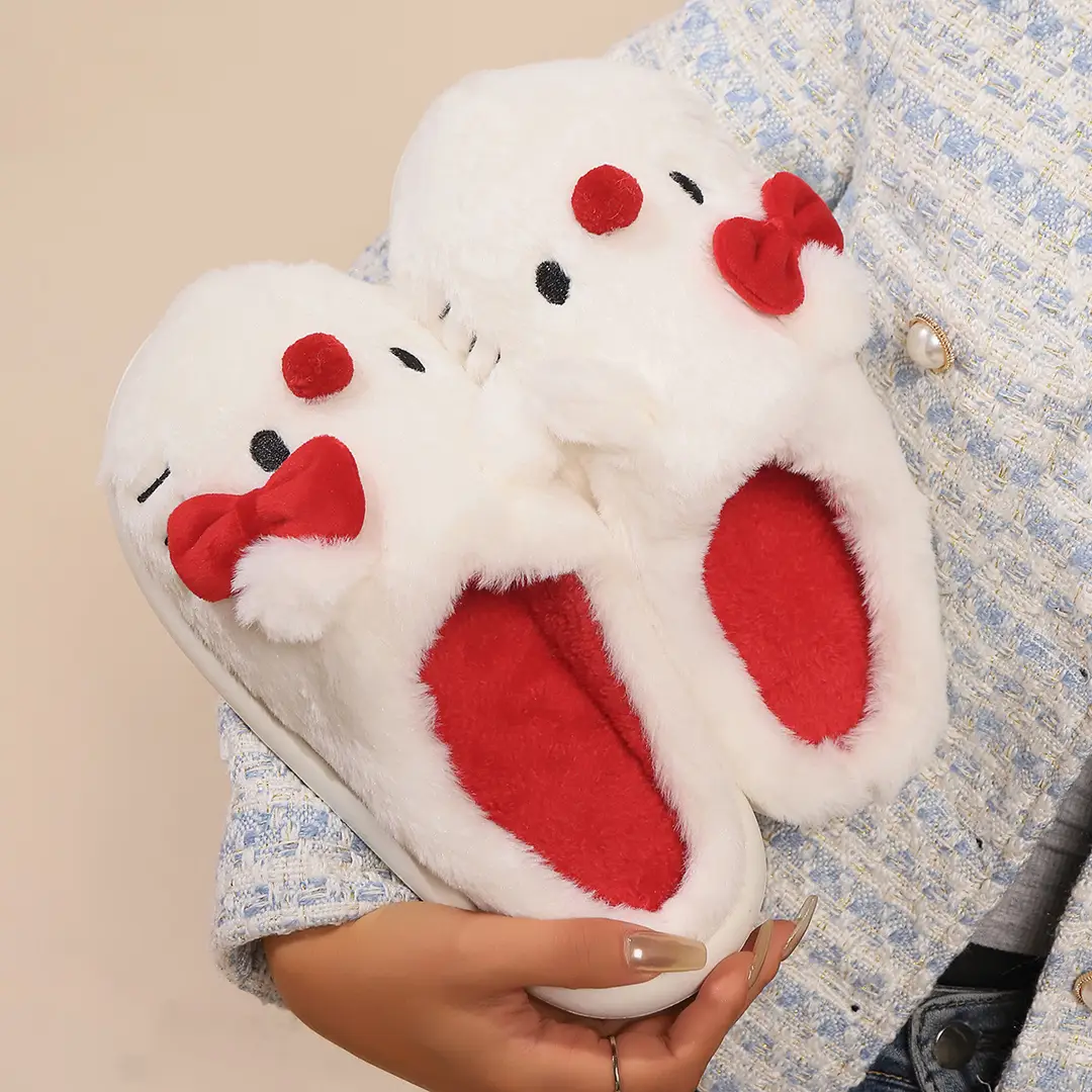 Cartoon Kitty Cotton Slippers 2024 New Thickened Autumn and Winter Indoor Non-Slip Home Shoes Warm Ladies Plush Slippers - Image 2