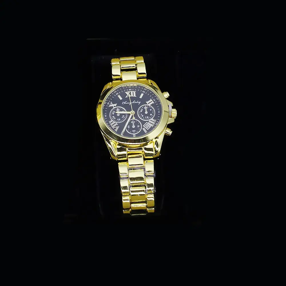 Couple Quartz Watch Set Gold Plated Necklace Earrings Ring Box - Image 5