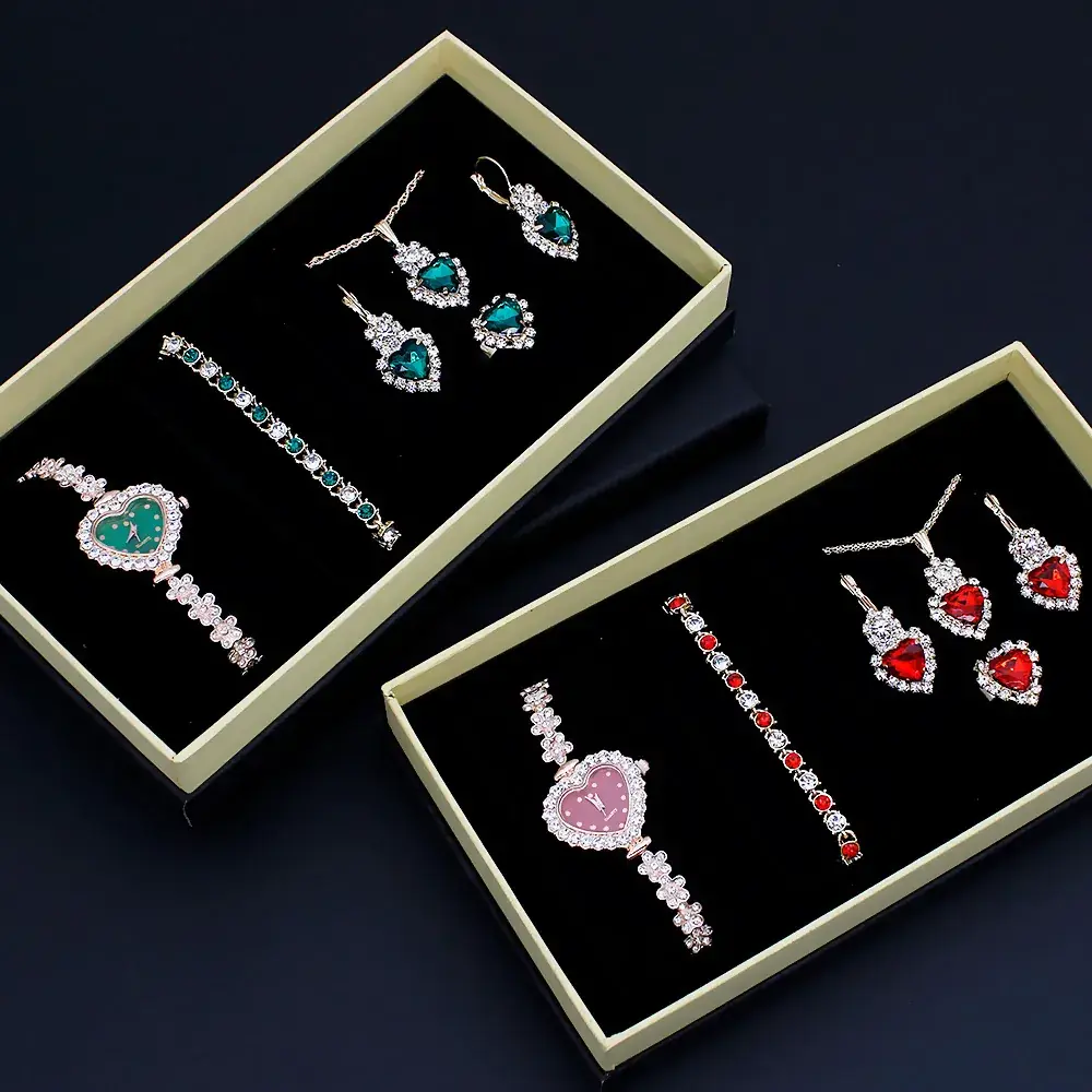 Blue Crystal Love Bracelet Watch Set for Women - Image 14