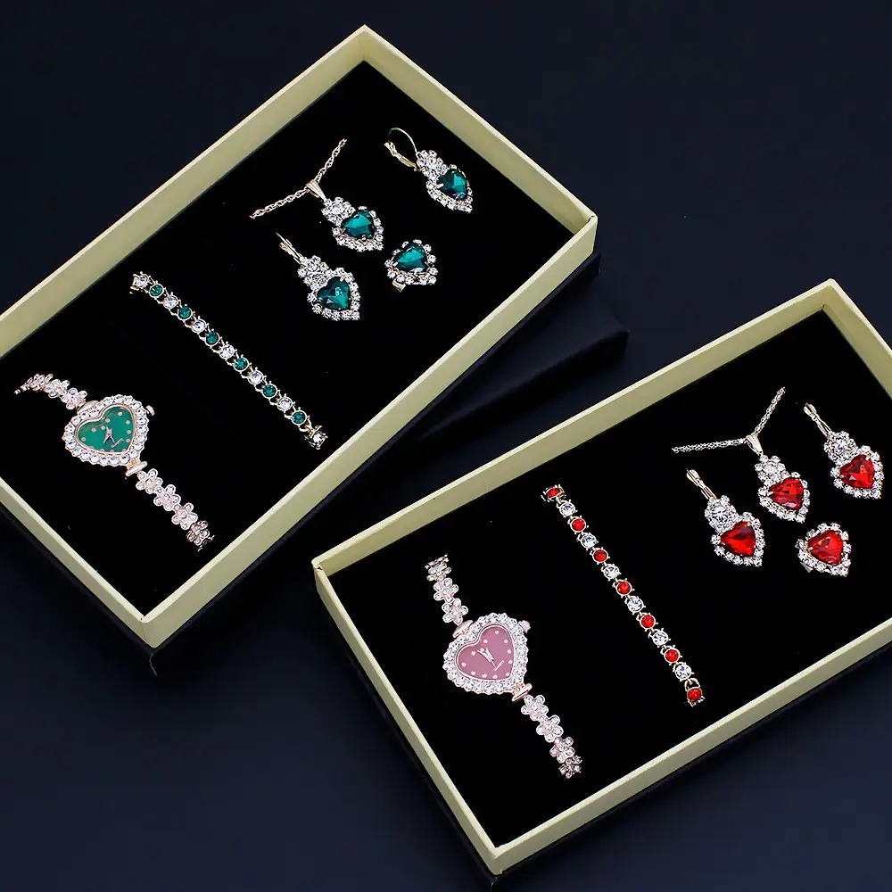 Blue Crystal Love Bracelet Watch Set for Women — feature 2