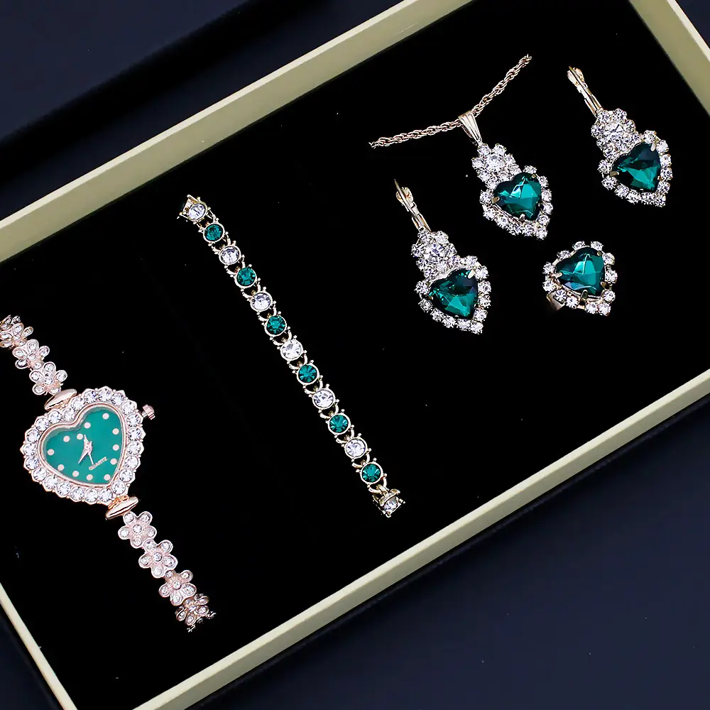 Blue Crystal Love Bracelet Watch Set for Women — feature 4