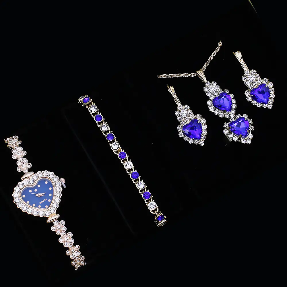 Blue Crystal Love Bracelet Watch Set for Women — feature 8