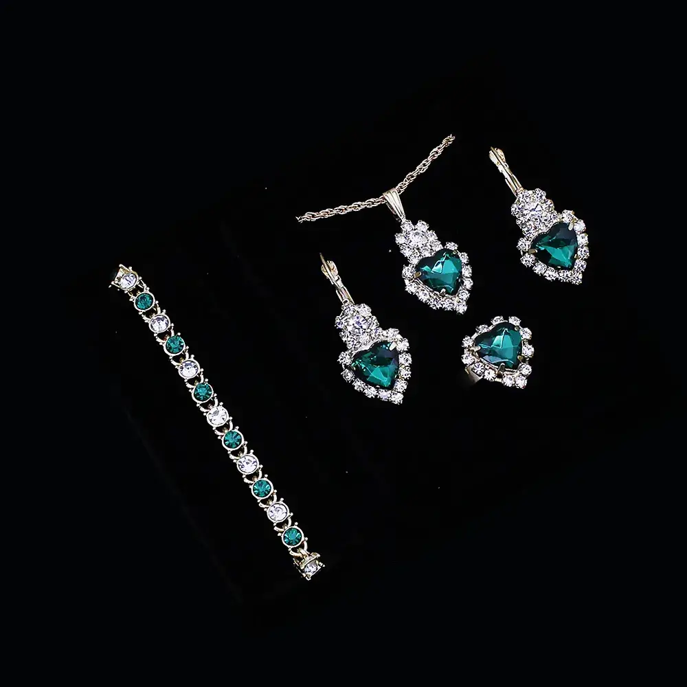 Blue Crystal Love Bracelet Watch Set for Women - Image 11
