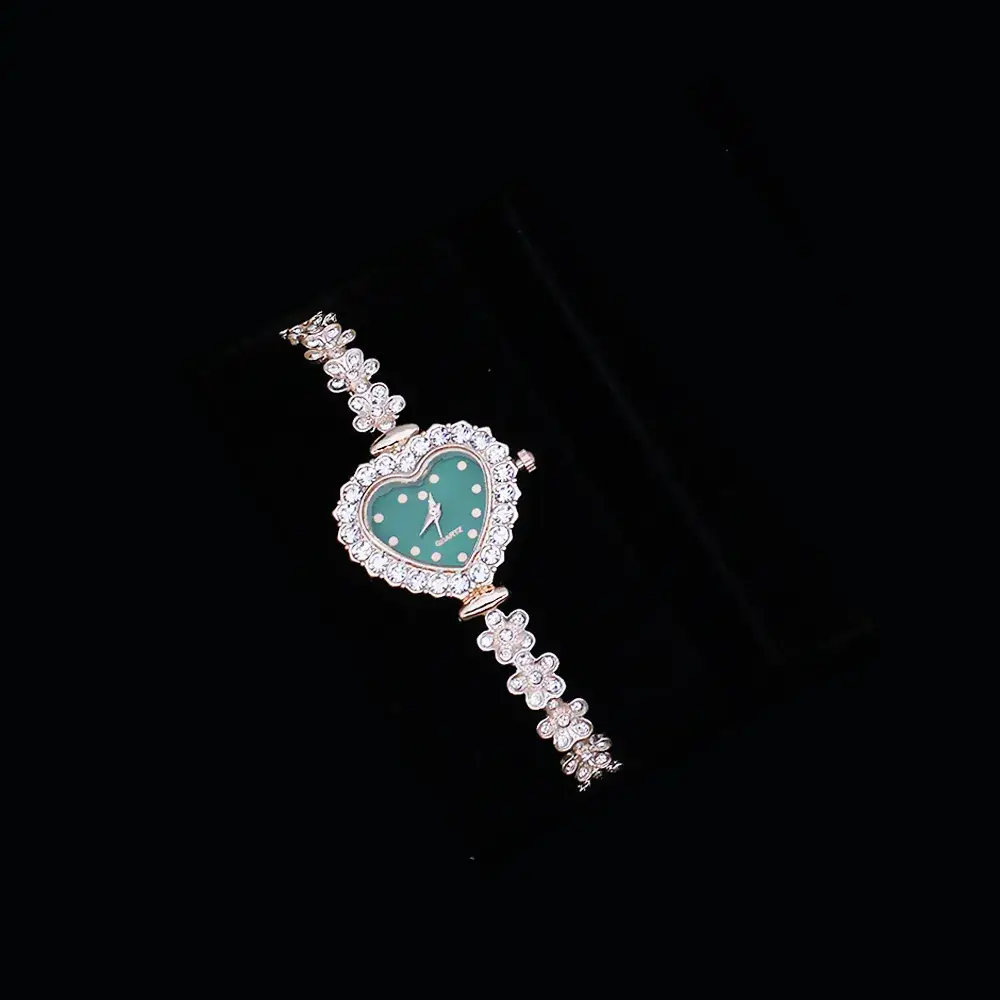 Blue Crystal Love Bracelet Watch Set for Women - Image 4