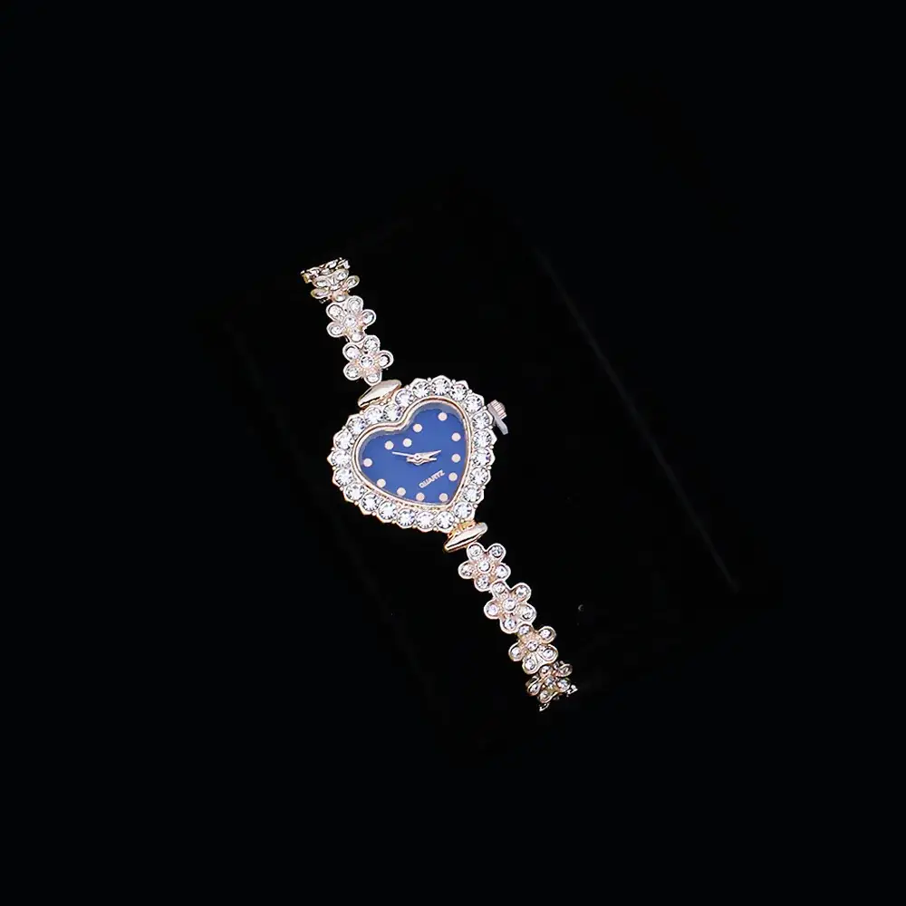 Blue Crystal Love Bracelet Watch Set for Women - Image 6