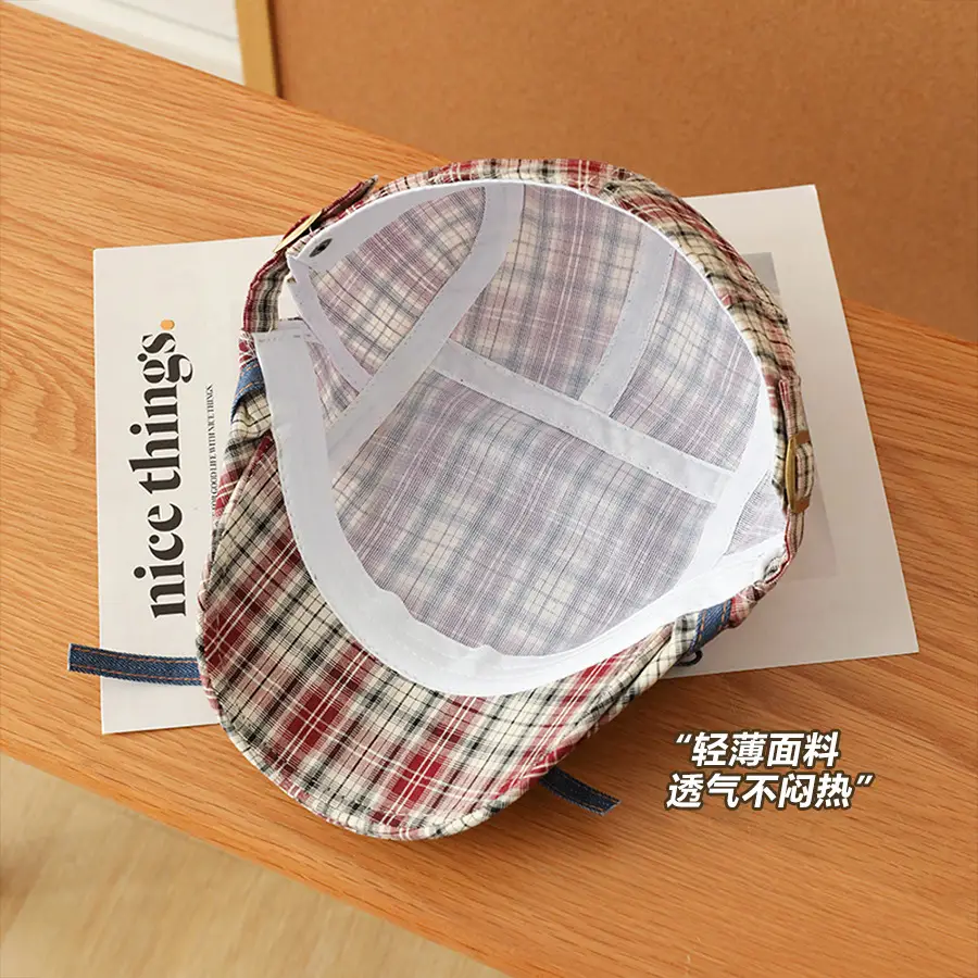 Japanese Plaid Bow Forward Hat for Girls Vintage Style - Image 5