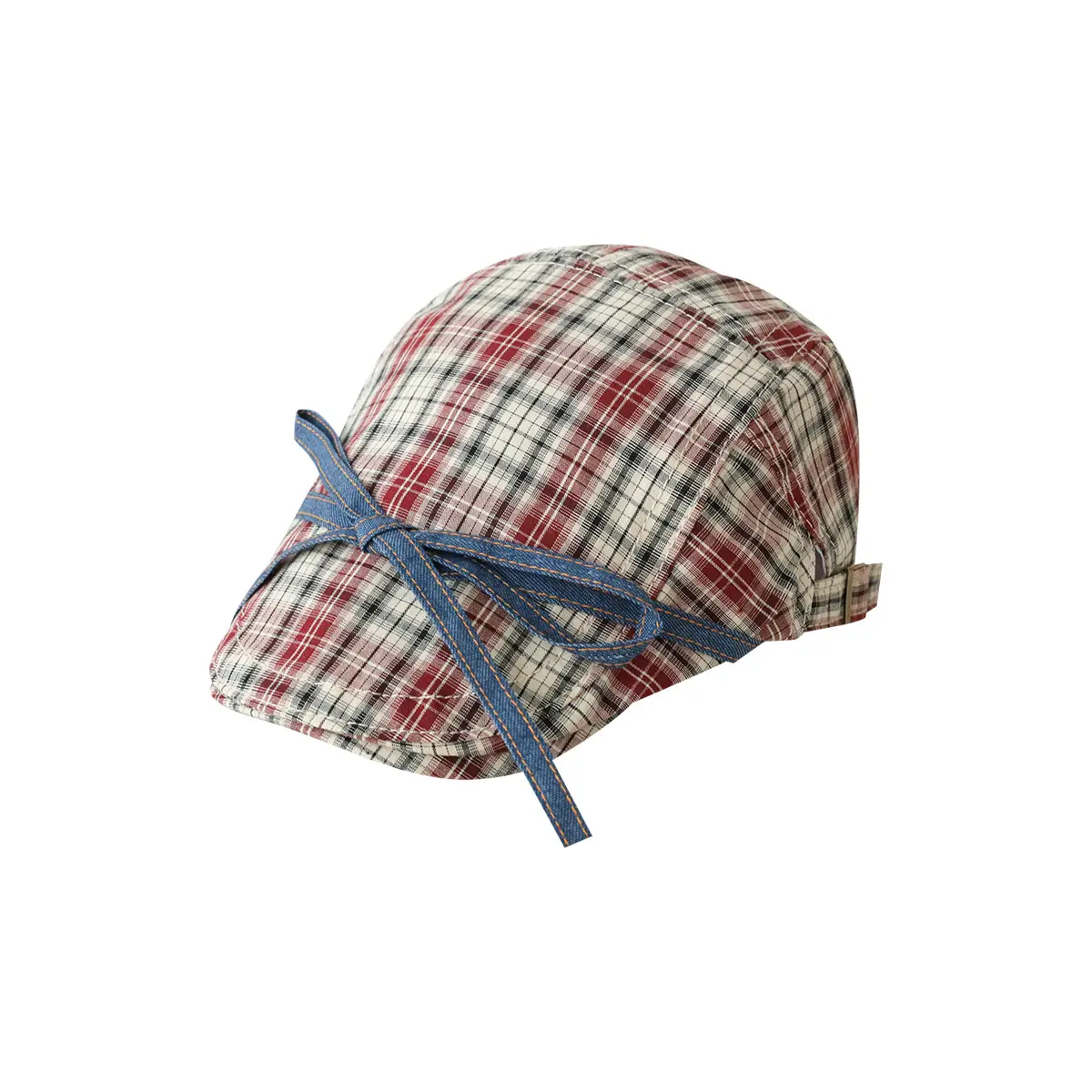Japanese Plaid Bow Forward Hat for Girls Vintage Style - Image 6